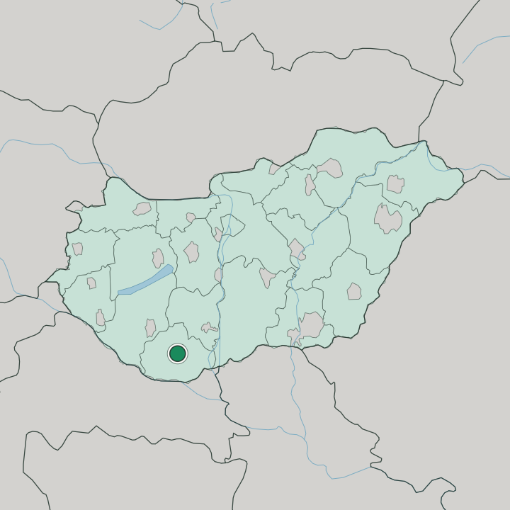 Map showing Pécs — In Hungary
