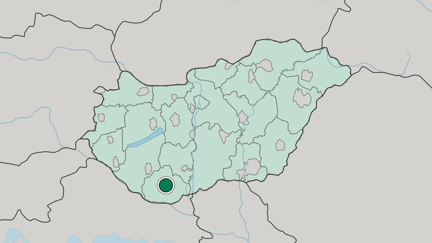 Map of Pécs in Hungary
