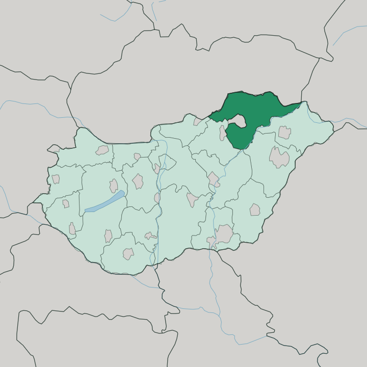 Map showing Borsod-Abauj Zemplen county — In Hungary