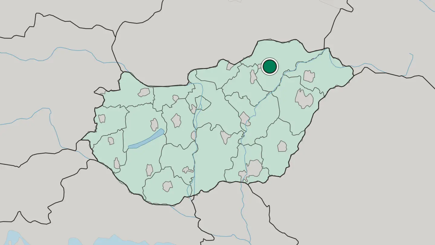 Map of Miskolc in Hungary