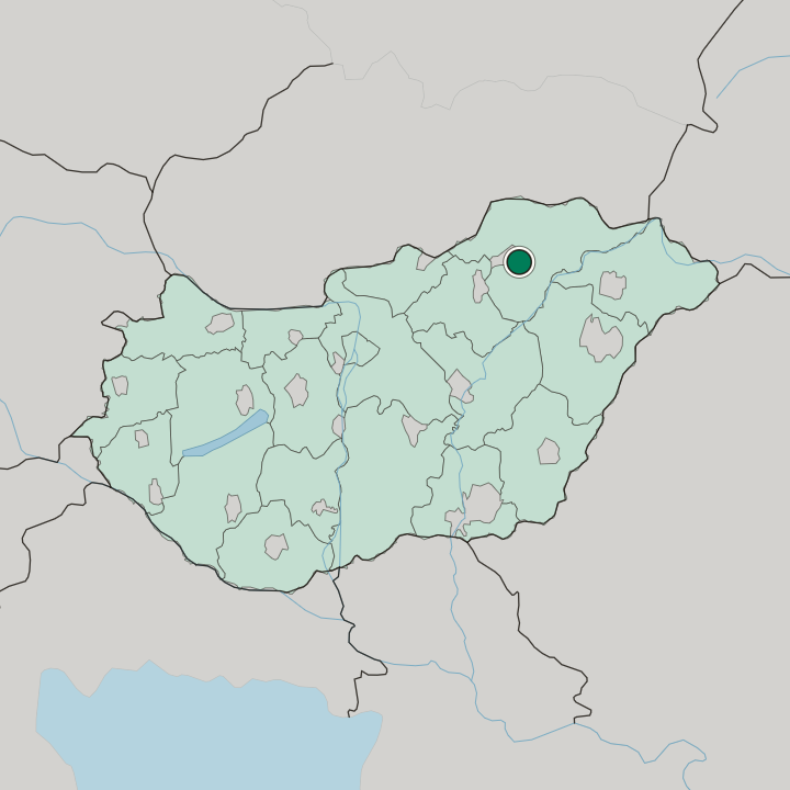 Map showing Miskolc — In Hungary