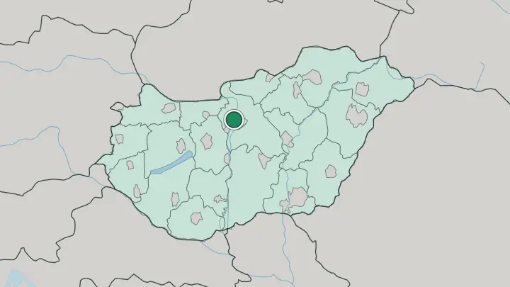 Map of Budapest in Hungary