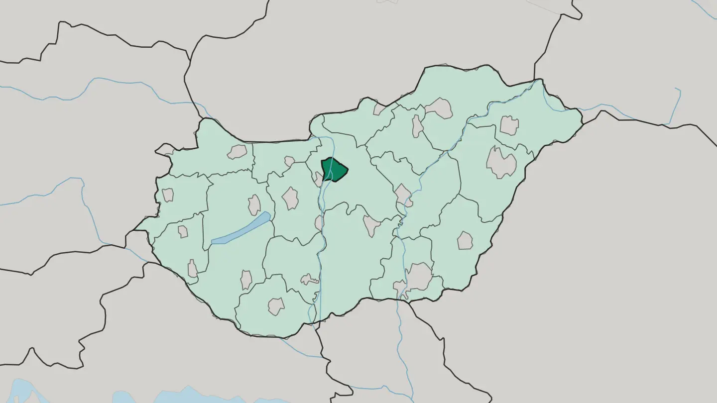 Map of Budapest in Hungary