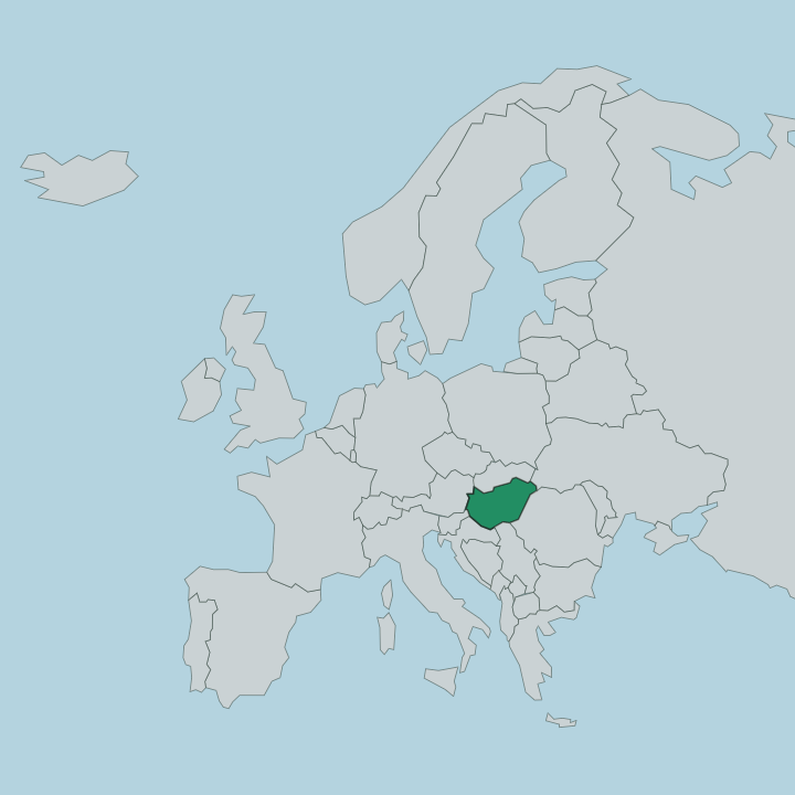 Map showing Hungary — In Europe