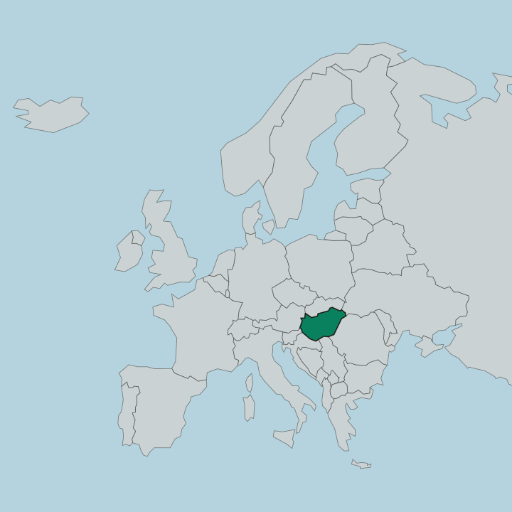 Map showing Hungary — In Europe