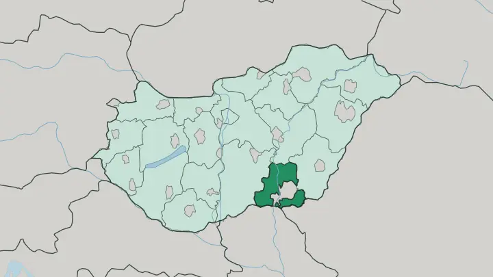 Map of Csongrád megye in Hungary