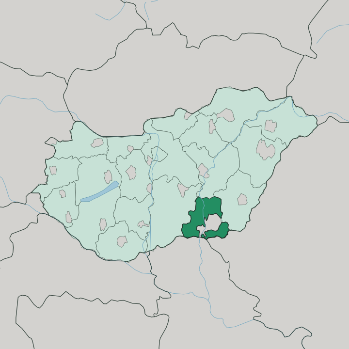 Map showing Csongrád megye — In Hungary