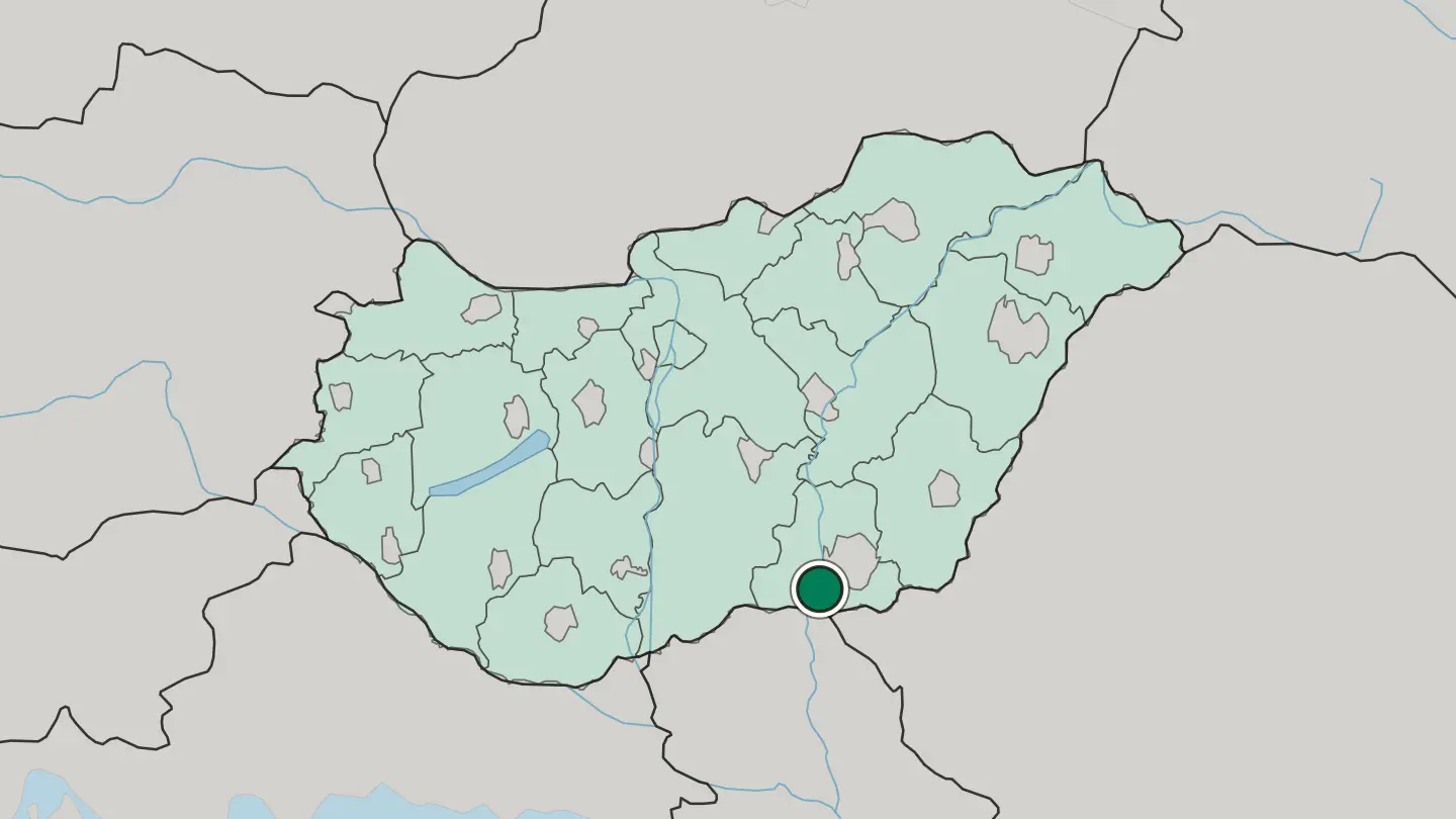 Map of Szeged in Hungary