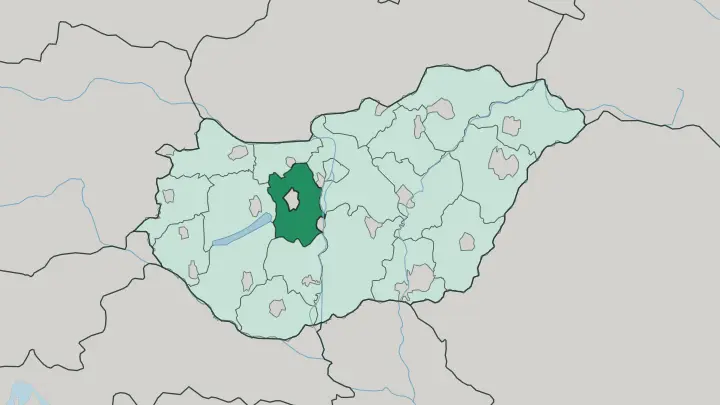 Map of Fejér megye in Hungary