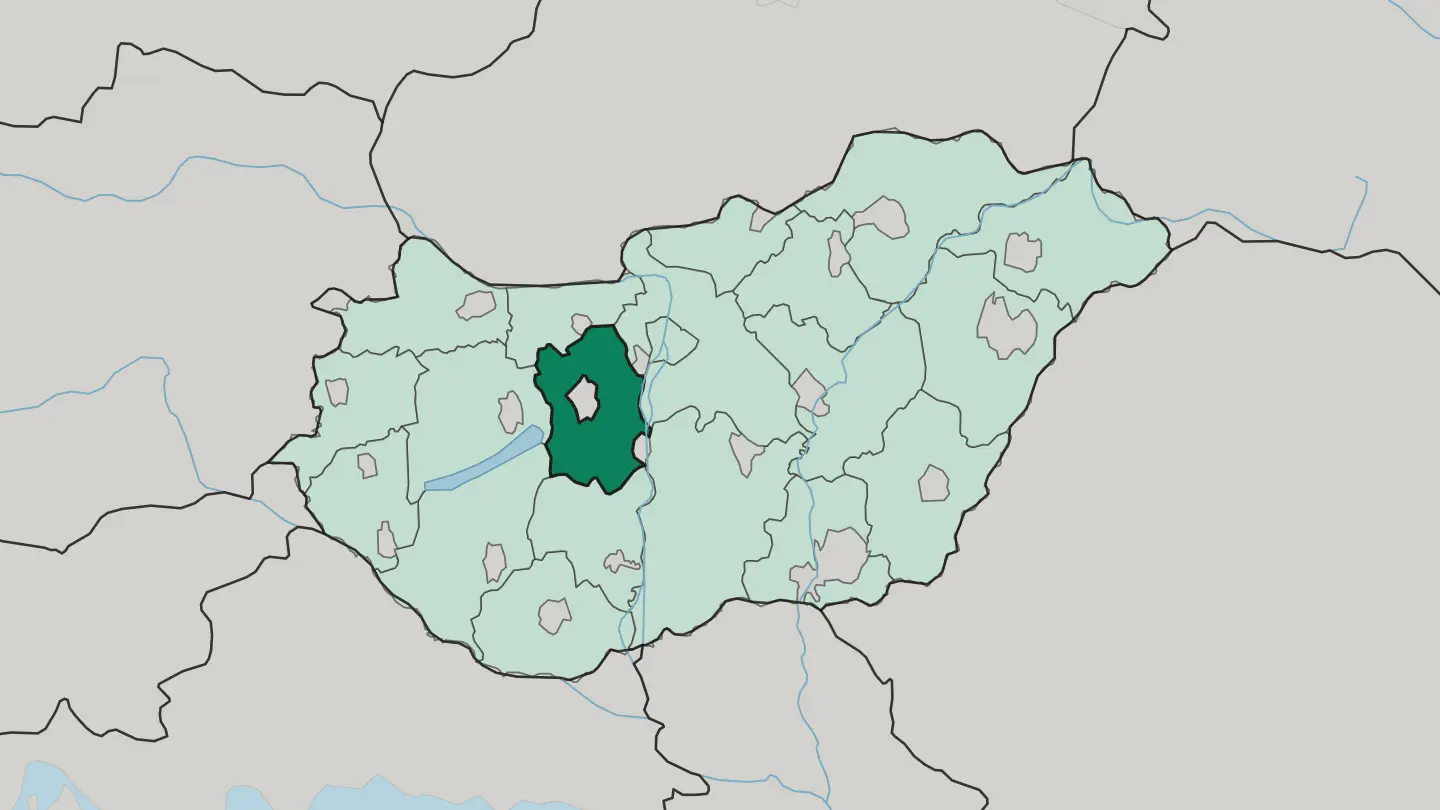 Map of Fejér megye in Hungary