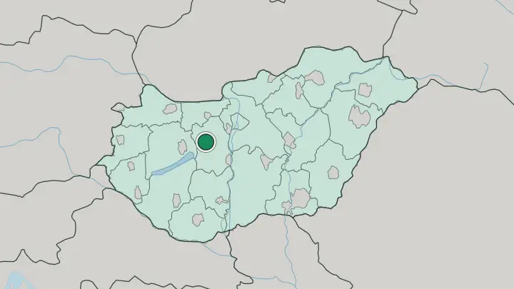 Map of Székesfehérvár in Hungary
