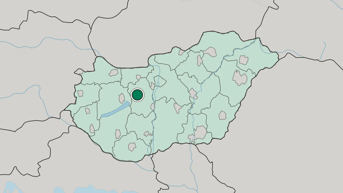 Map of Székesfehérvár in Hungary