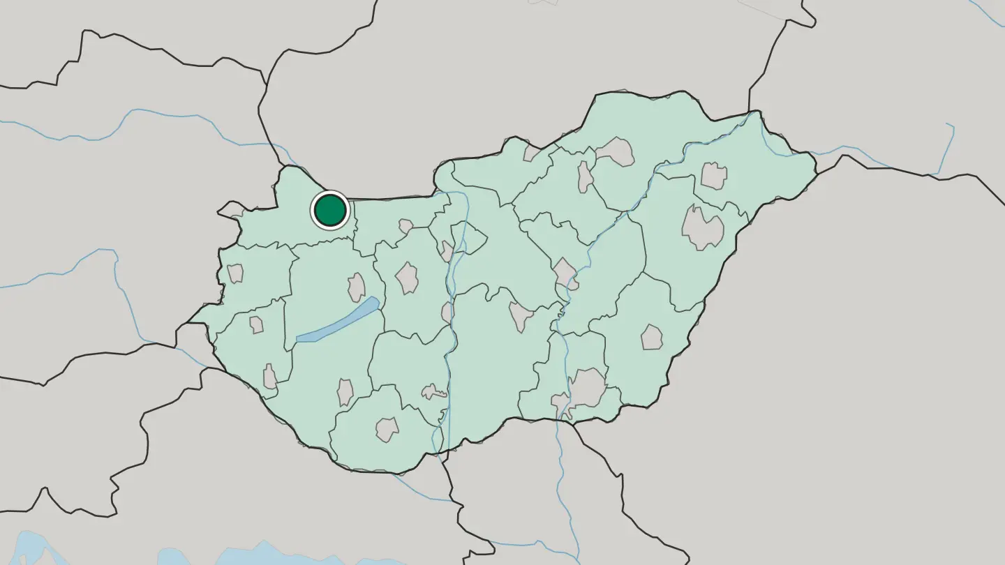 Map of Győr in Hungary