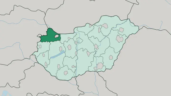 Map of Győr-Moson-Sopron megye in Hungary