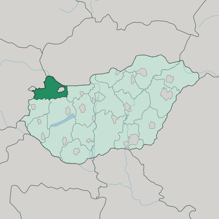 Map showing Győr-Moson-Sopron megye — In Hungary