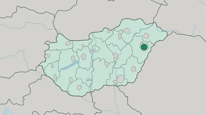 Map of Debrecen in Hungary