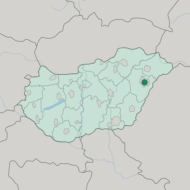 Map showing Debrecen — In Hungary