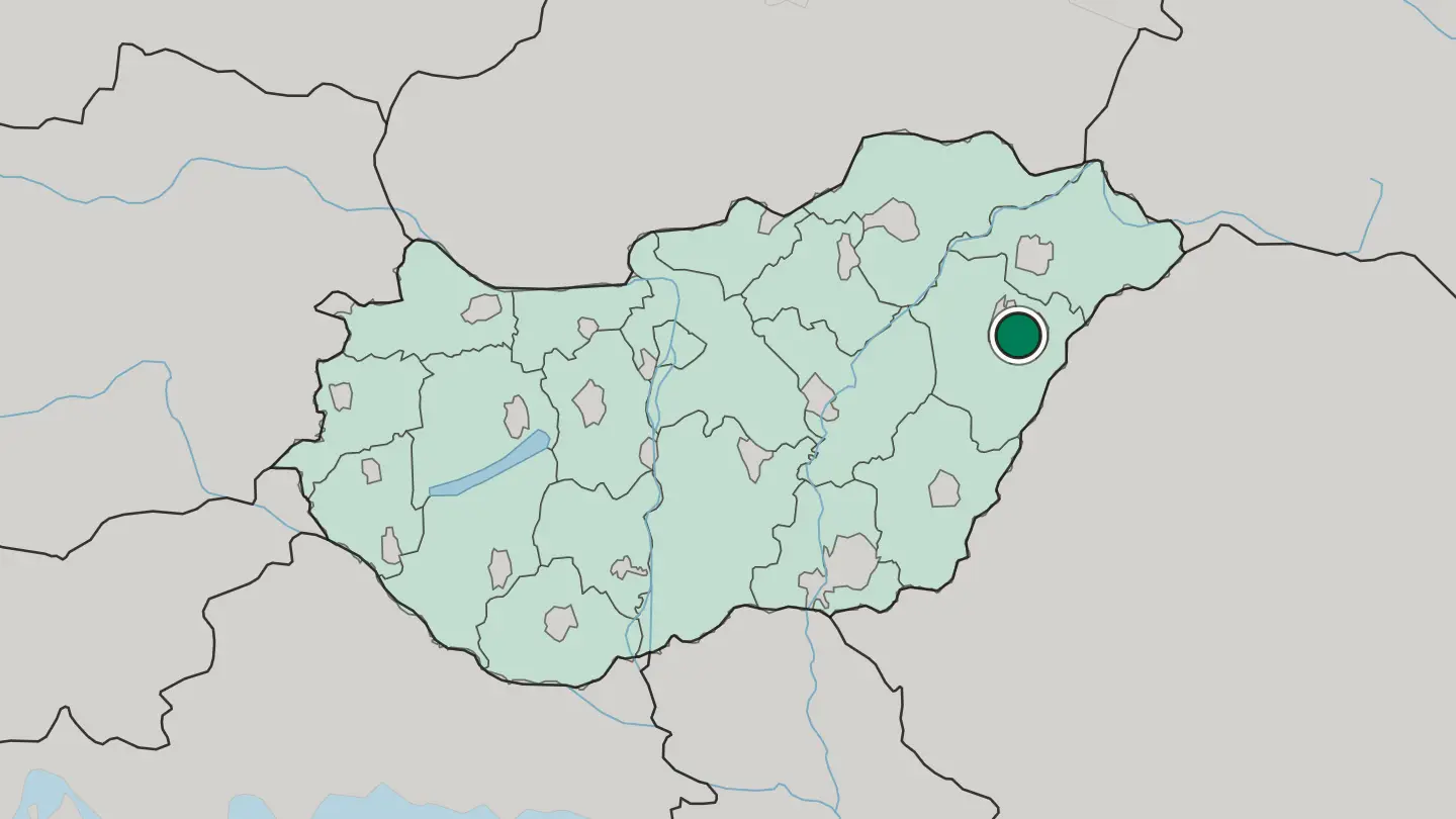 Map of Debrecen in Hungary