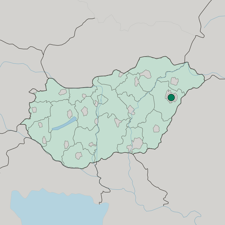Map showing Debrecen — In Hungary