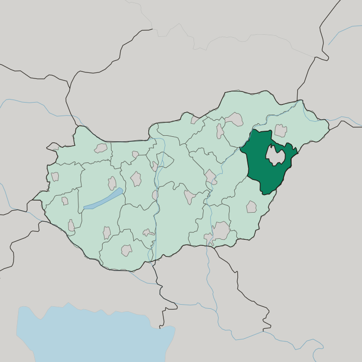 Map showing Hajdú-Bihar — In Hungary