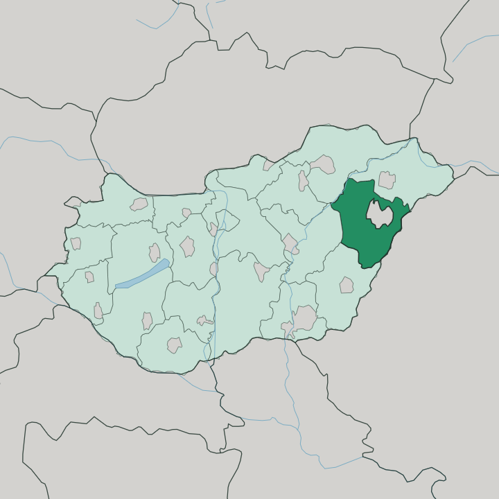 Map showing Hajdú-Bihar — In Hungary