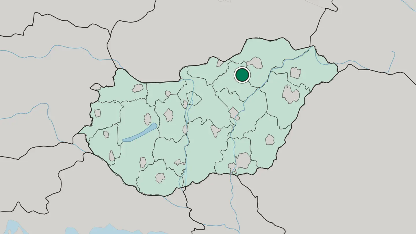 Map of Eger in Hungary