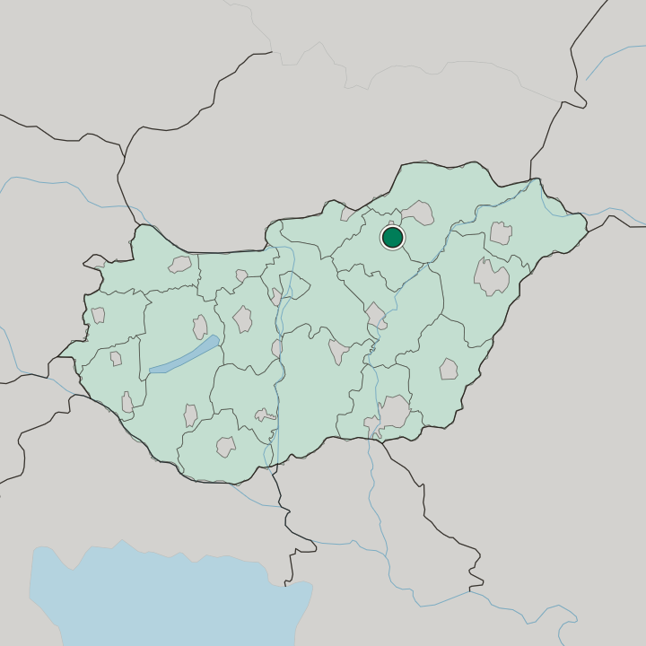 Map showing Eger — In Hungary