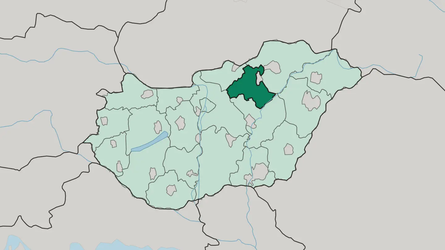 Map of Heves megye in Hungary