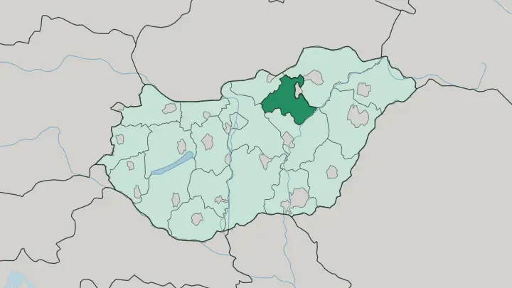 Map of Heves megye in Hungary