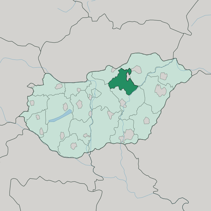 Map showing Heves megye — In Hungary
