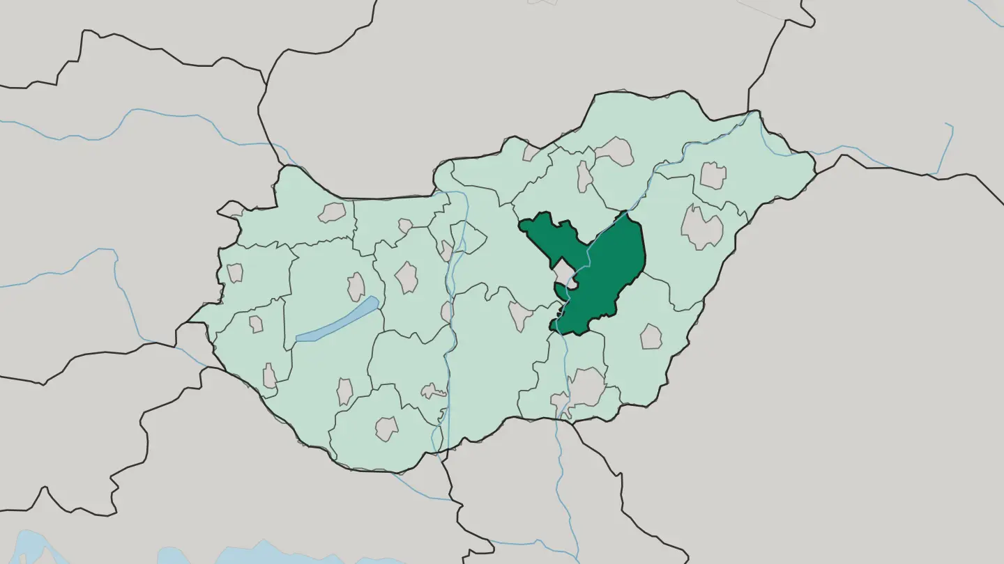 Map of Jász-Nagykun-Szolnok in Hungary