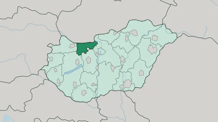 Map of Komárom-Esztergom in Hungary