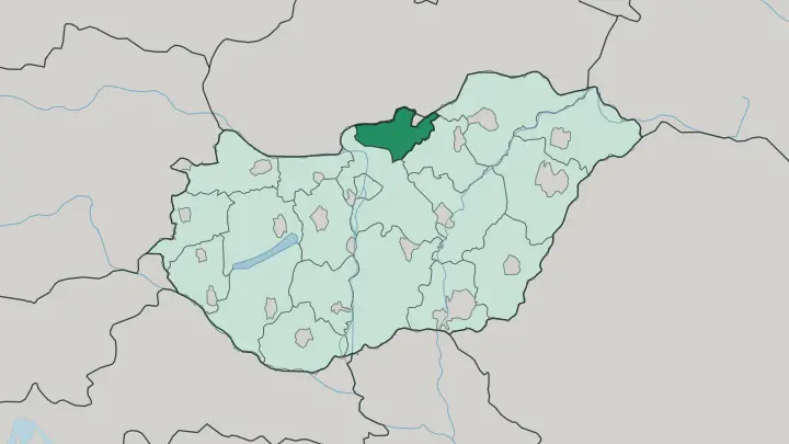 Map of Nógrád megye in Hungary