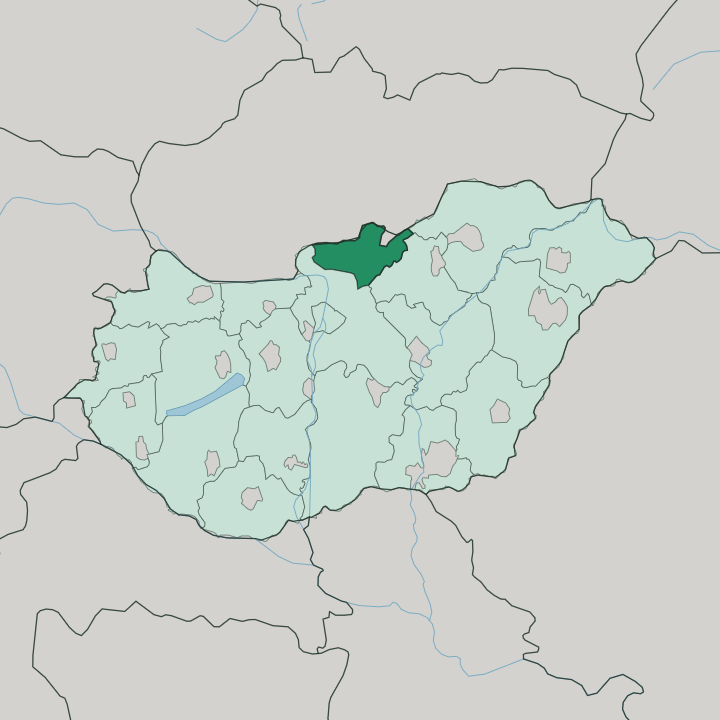 Map showing Nógrád megye — In Hungary