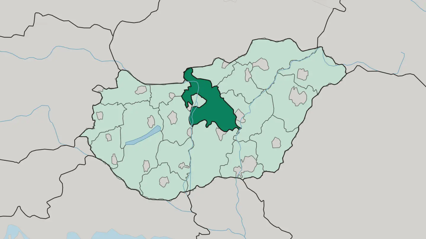 Map of Pest megye in Hungary