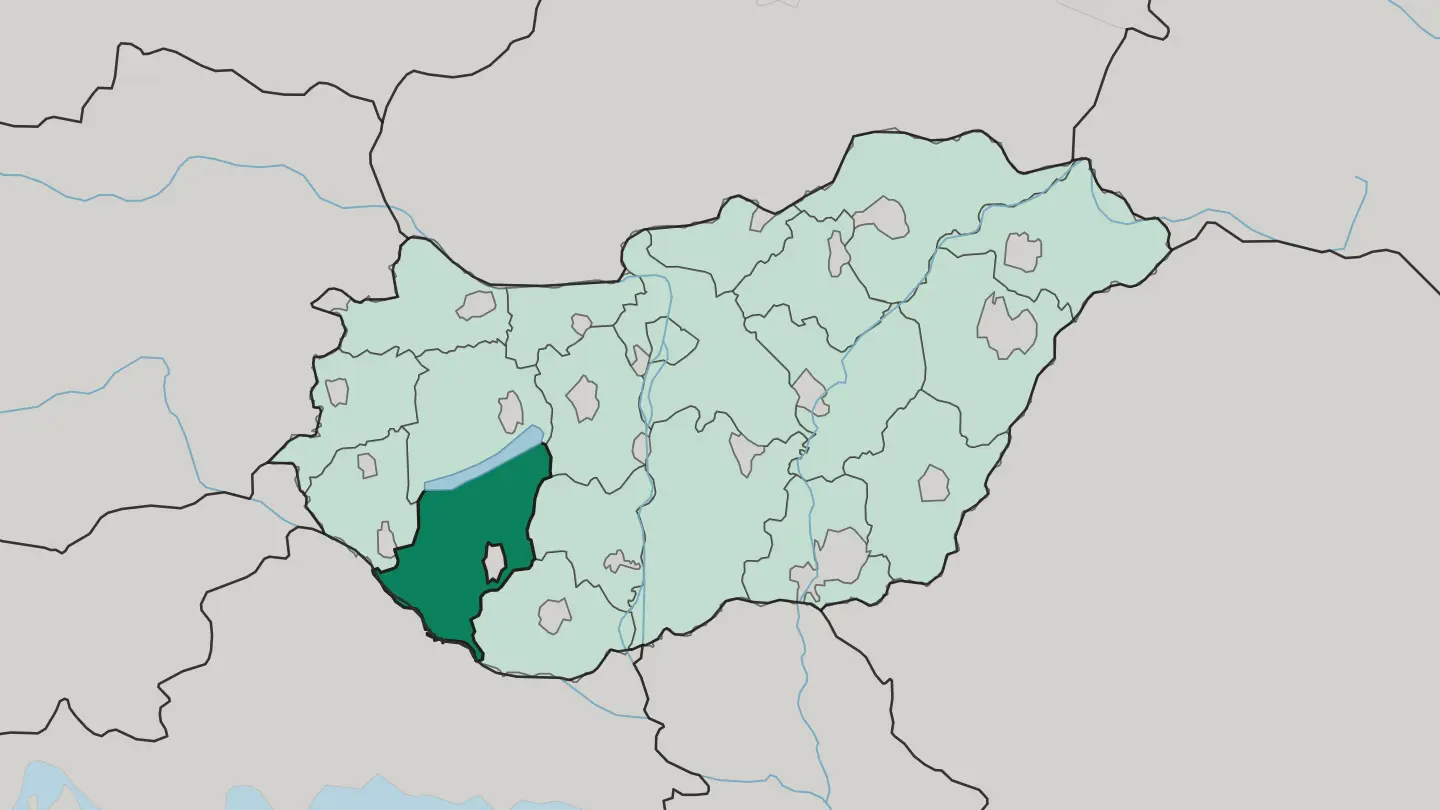 Map of Somogy megye in Hungary