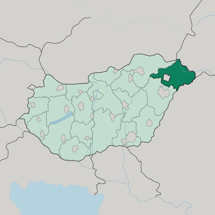 Map showing Szabolcs-Szatmár-Bereg — In Hungary