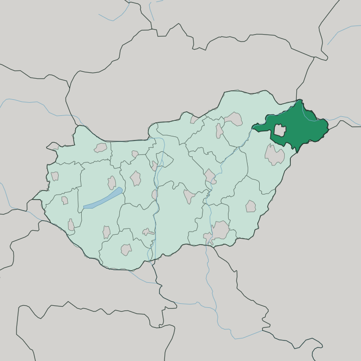 Map showing Szabolcs-Szatmár-Bereg — In Hungary