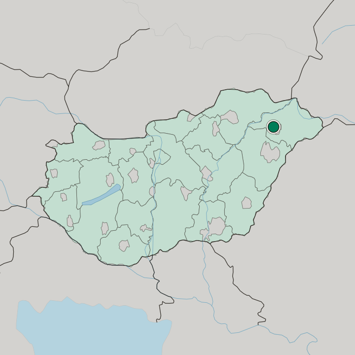 Map showing Nyíregyháza — In Hungary