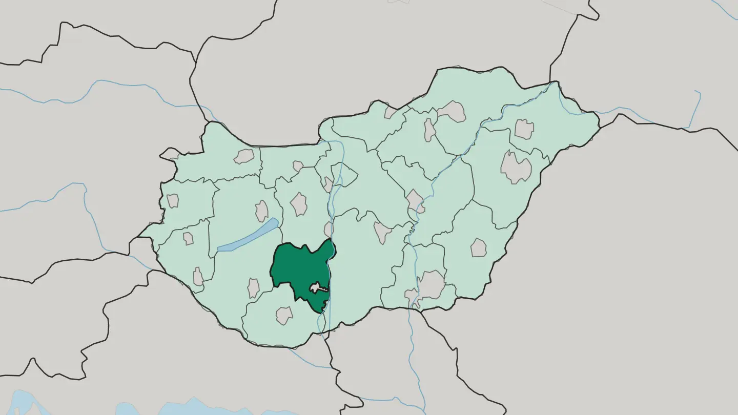 Map of Tolna megye in Hungary