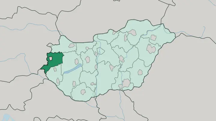 Map of Vas megye in Hungary