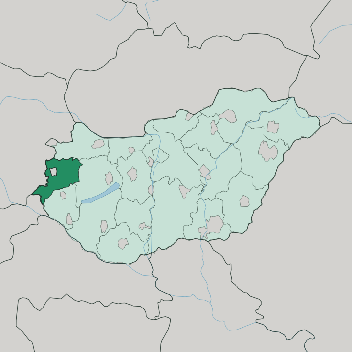 Map showing Vas megye — In Hungary