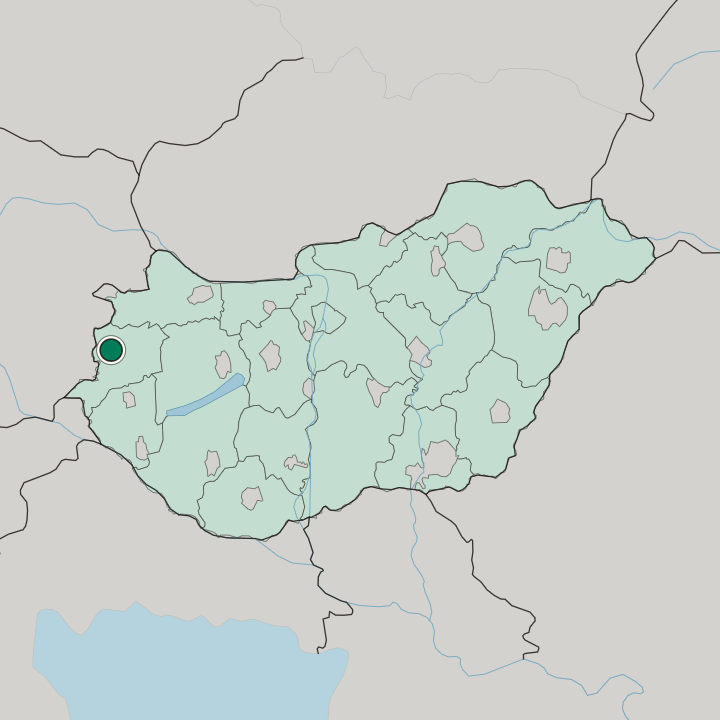 Map showing Szombathely — In Hungary