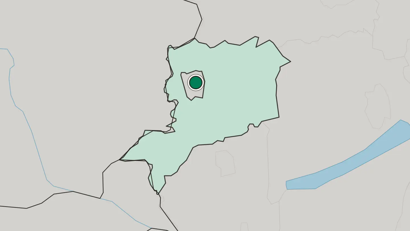 Map of Szombathely in Hungary