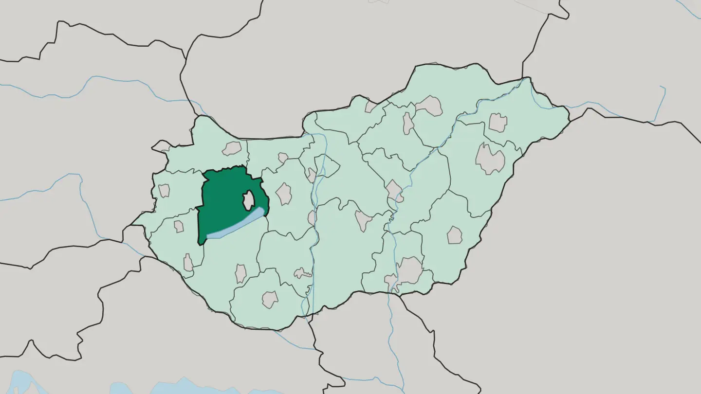Map of Veszprém megye in Hungary