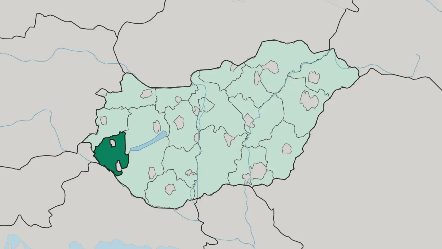 Map of Zala megye in Hungary