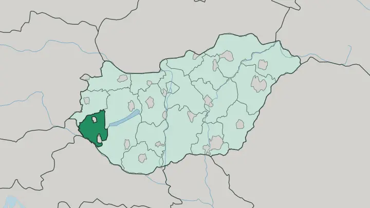 Map of Zala megye in Hungary