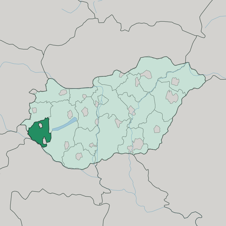Map showing Zala megye — In Hungary