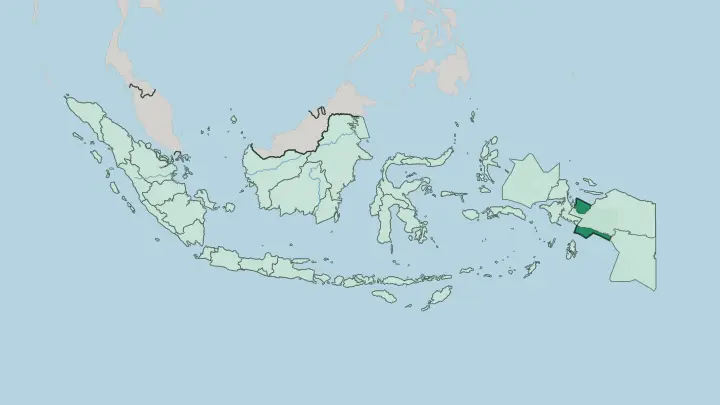 Map of Central Papua in Indonesia