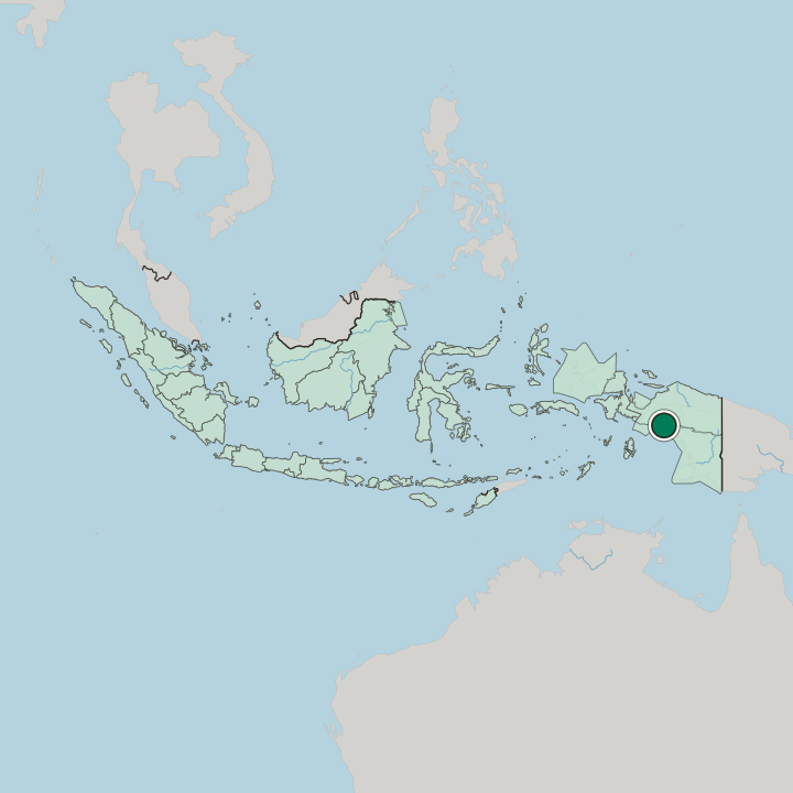 Map showing Timika — In Indonesia